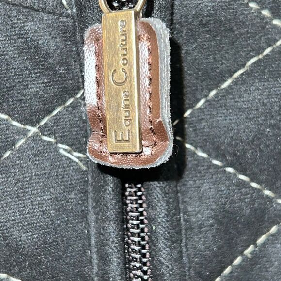 Equine Couture Natasha Black Micro Suede Quilted Stable Riding Jacket Sz XL - Picture 7 of 9